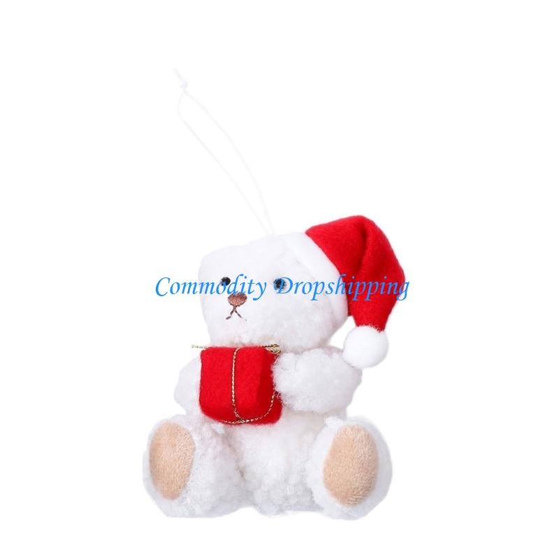 Y5JC Plush Bear Pendant Hanging Pendant Christmas Tree Decorations Desktop Ornaments For Home Party Indoor Outdoor Holiday