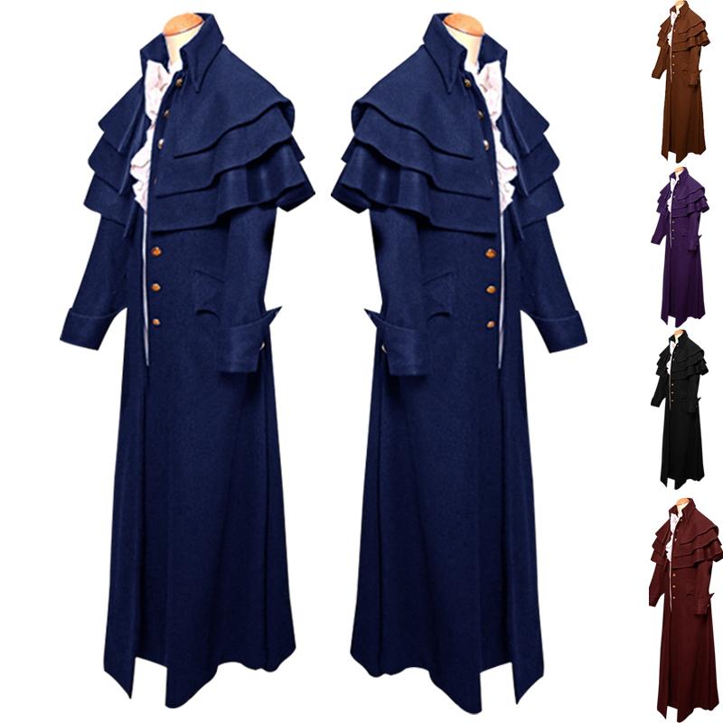 Medieval Retro Mens Steampunk Trench Coat Gothic Jacket Costume Cosplay