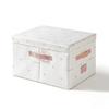 NEOVIVA Storage Box with Lid, Foldable, Cute Storage Case, Clothing Storage Basket, Stylish, Large Capacity, Durable, White, Size S