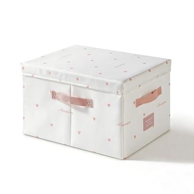 NEOVIVA Storage Box with Lid, Foldable, Cute Storage Case, Clothing Storage Basket, Stylish, Large Capacity, Durable, White, Size S