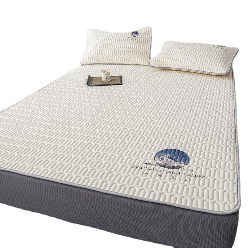 Class A Ice Silk Latex Cooling Mat Set: Washable, Antibacterial, Mother & Baby Safe, Fitted Sheet Style