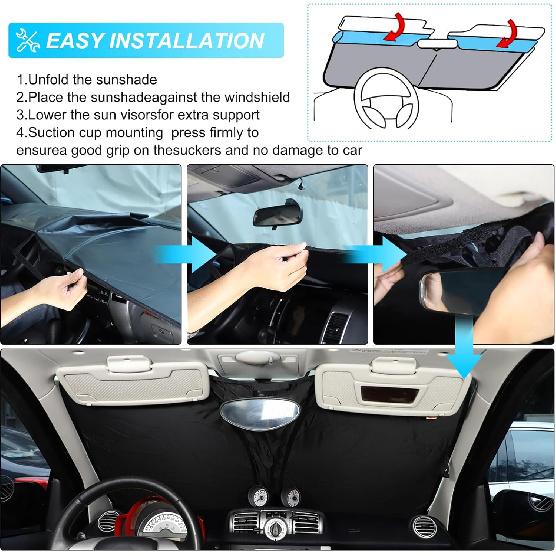 Windshield Sunshade for Benz Smart Fortwo Forfour 453 451 450 2016-2021 Front Window Sun Shade Foldable Reflective Sun Visor Custom Sunscreen UV