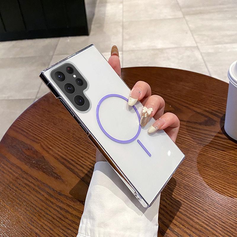 Trendy Thin Ring Magnetic High Permeability Shell Suitable for Samsung S25ULTRA Mobile Phone Case S24P Anti Fall Hard Shell