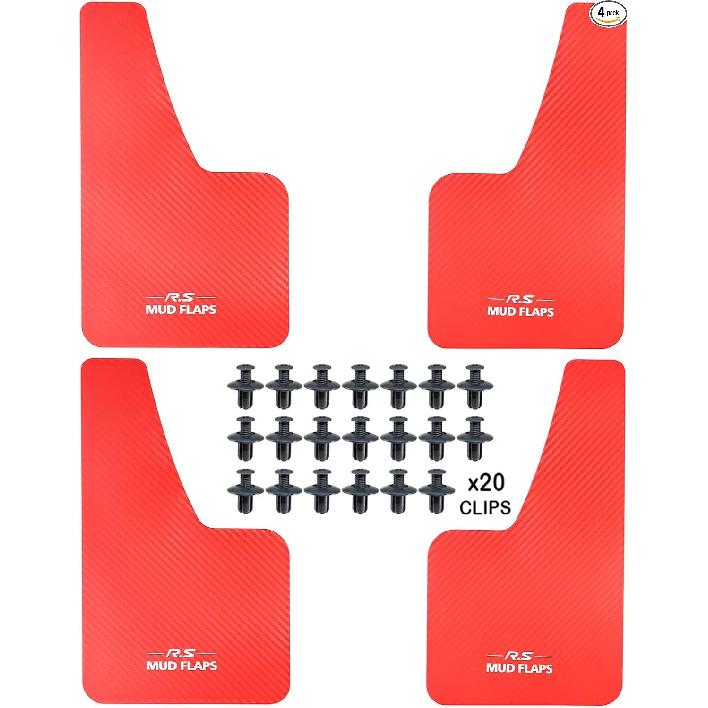 4pcs Red Universal Mudflaps for Car SUV Van Hatchback 14.17x8.27in. 4pcs/set Red