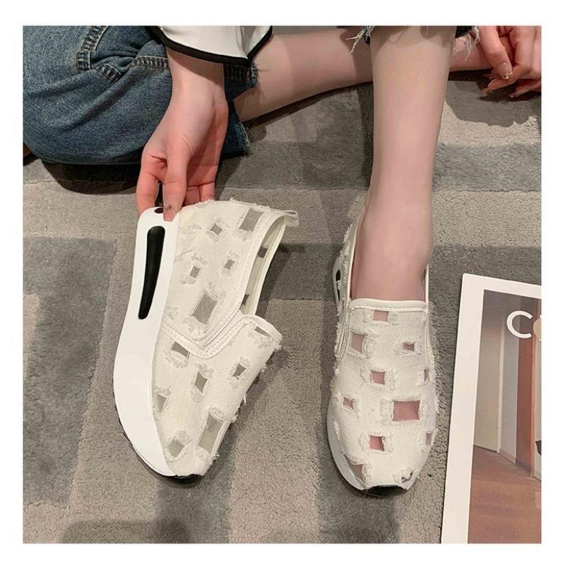 Damen Große Größen Atmungsaktive Innen-Höhenverstellende Einzelne Schuhe Sommer Neu Lässig Ein-Pedal Loafer