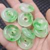 Optimized Jade Green Floating Flower Pendant: Large Hole Buckle Pendant Necklace, Key, or Hairpin Accessory On White Background.