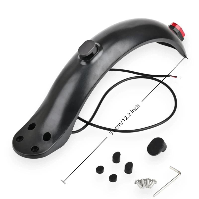 4 Hole Rear Mud Guard with Tail Light Eco-friendly ABS Plastic Replacement Part with Install Wrench for Scooter