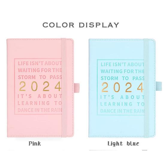 Faux Leather Cover 2024 Planner Notebook 12 Monthly Weekly Agenda Notebook with Elastic Closure Pen Loop Series