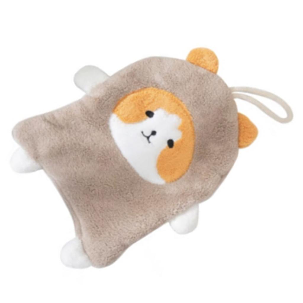 Towel Dog Pattern Coral Fleece Strong Water Absorption Fast Drying Hanging Hand Towel Brown