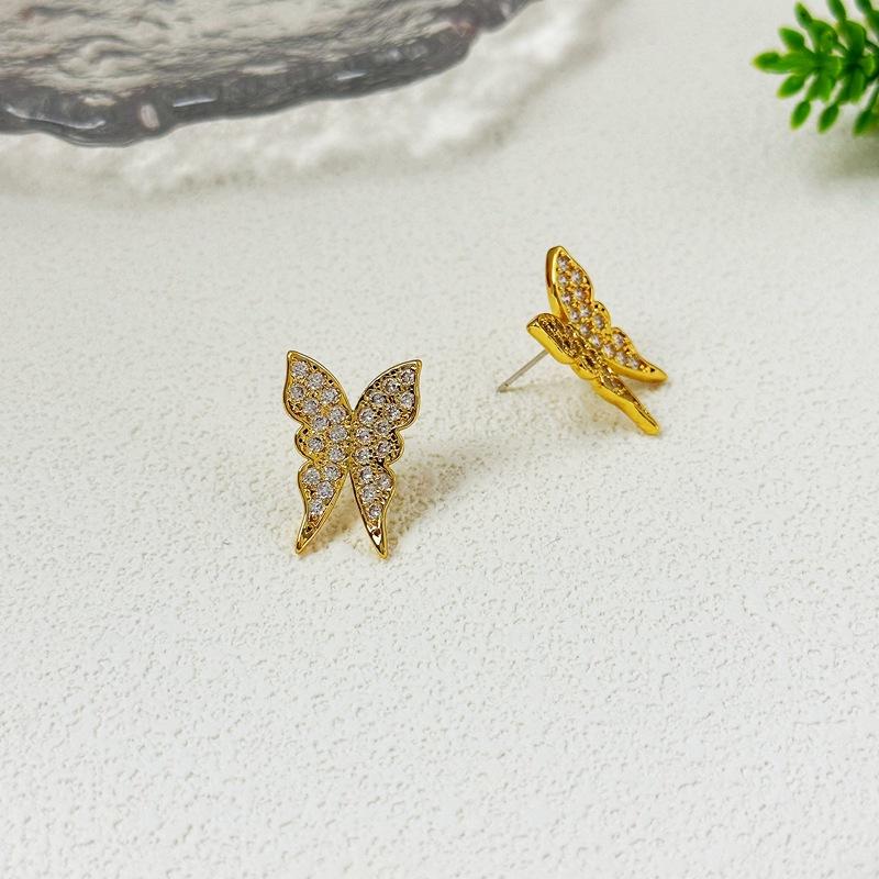 Mori Super Fairy Advanced Sense Full Of Diamonds Small Butterfly Stud Earrings Fashion Light Luxury Personality Versatile