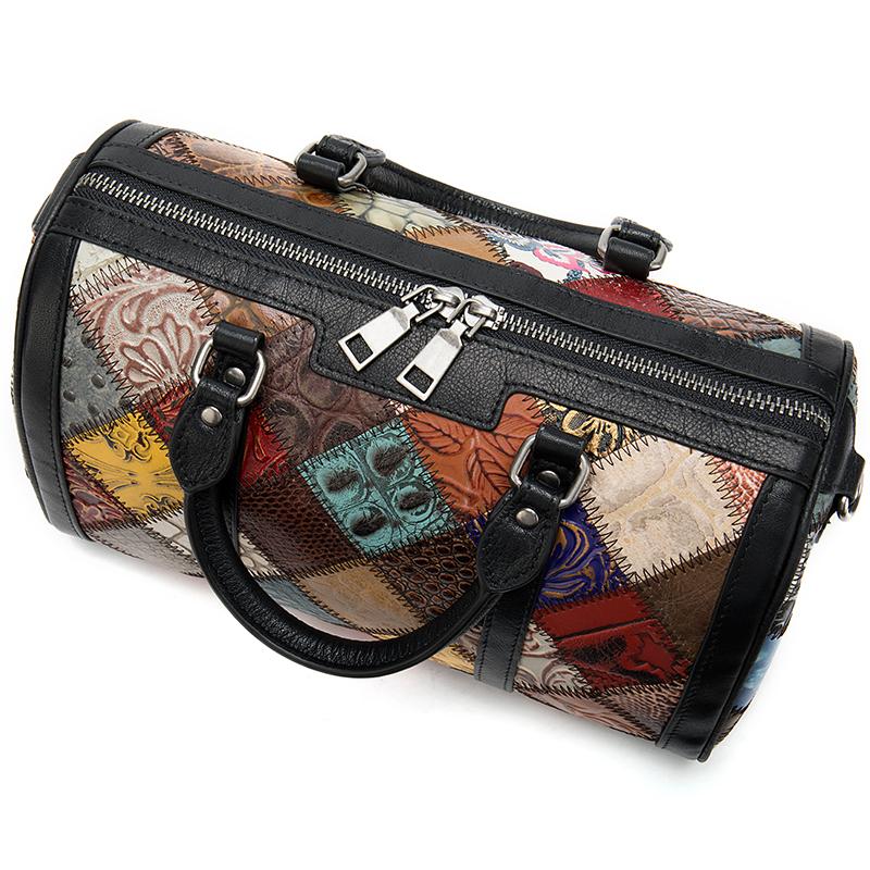 Genuine Leather Women Handbags Ins kroea fashion patchwork handbags colorful Bohemia style women totes ladies hand bag