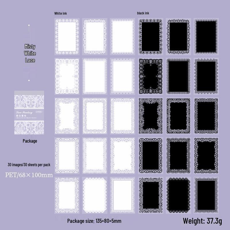 Lace Fantasy Retro Border Sticker Book: Scenic Journal Decoration