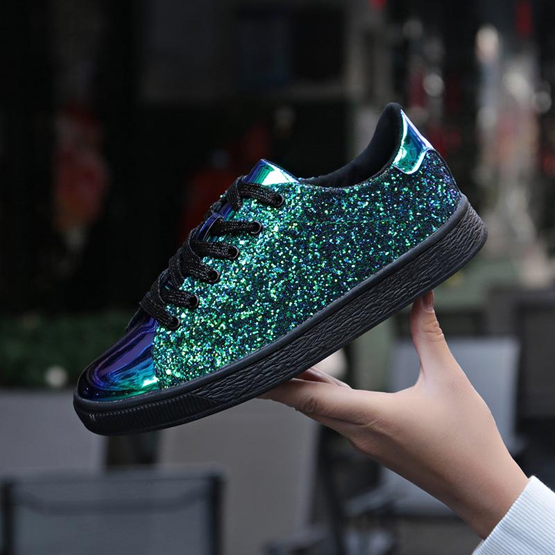 Women Vulcanize Shoes Sneakers Bling Shoes Girl Glitter Casual Female Breathable Lace Up Outdoor Sport Shoes Zapatos De Mujer