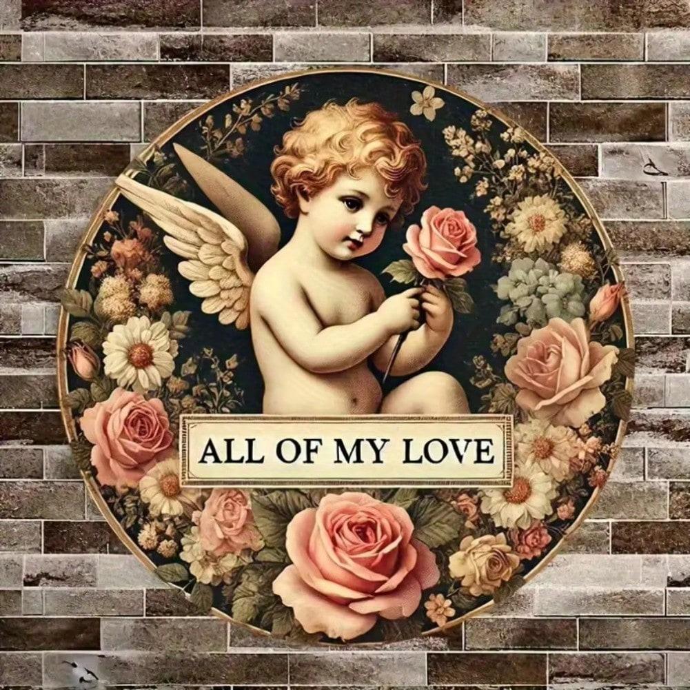 

Vintage Angel Metal Wall Art Navy Gold 2D Decor Home Cafe 20x20