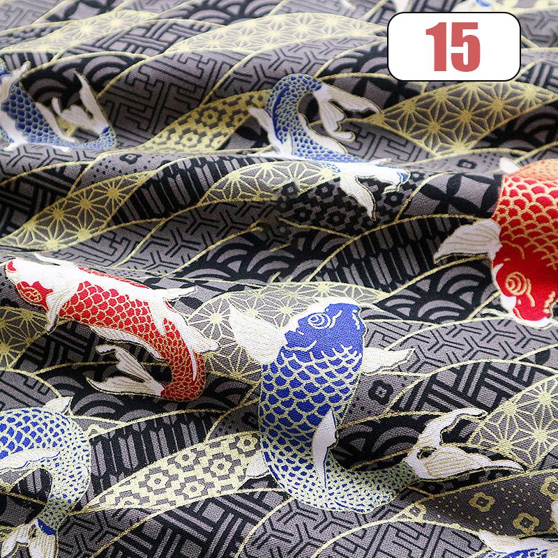 100x150cm Oriental Style Crane Prints Bronzing Fabric Japanese Sea Wave Koi Cotton Fabric For Sewing Quilting Patchwork DIY