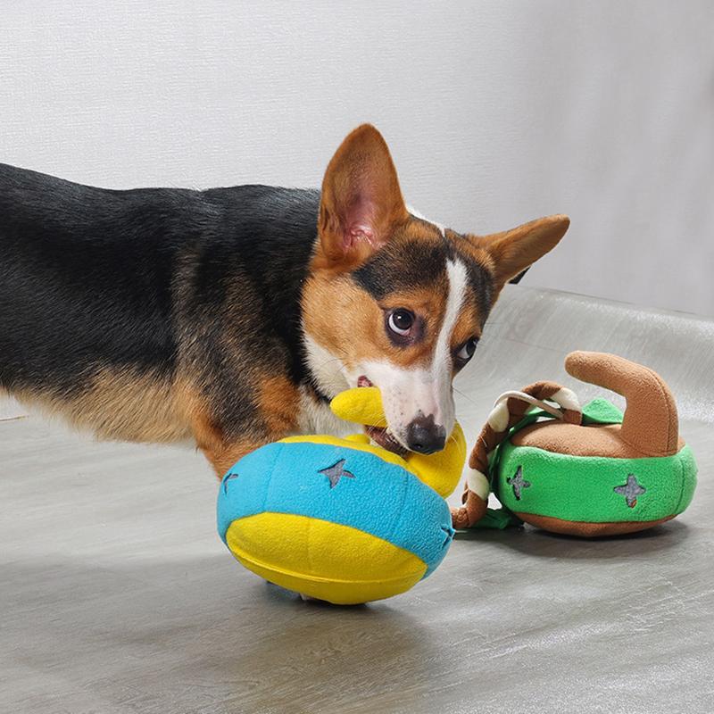 Interactive Dog Toys Funny Dog Sounding Toy Bite-resistant Pet Chew Toy Curling Shape Dog Toy Puppy Hiding Food Training Toys