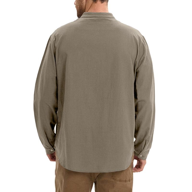 Men S Slim Fit Printed Button Down Casual Cotton Linen Shirt