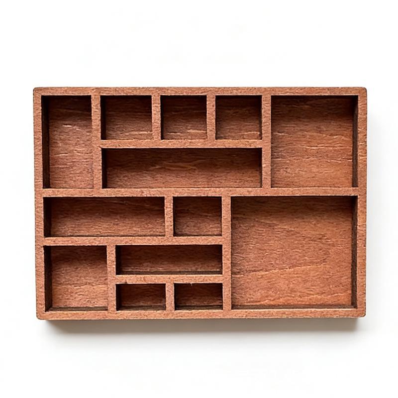 Retro Wood Plaid Box: Miniature Jewelry Stand & Mineral Specimen Storage Display