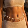 Summer Beach Shell Waist Chain For Women Bohemia Double Layer Starfish Conch Beaded Belly Chain Vacation Bikini Body Jewelry
