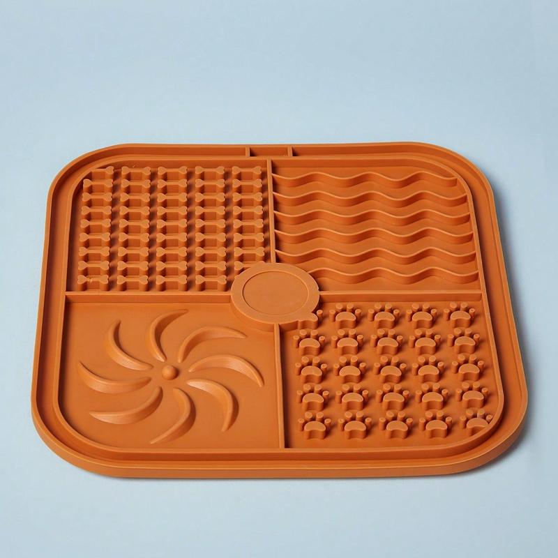 1/2 pièces Tapis carré à lécher pour chien, Tapis de gamelle pour chien en silicone à alimentation lente avec ventouse, Tapis d'entraînement pour chien Orange