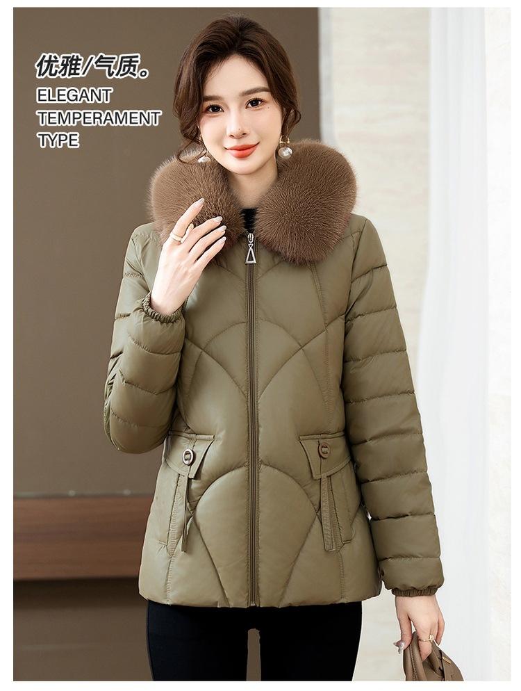 New winter Korean version slim and thin big fur collar padded jacket women's medium and long padded clothes slim fashion padded clothes