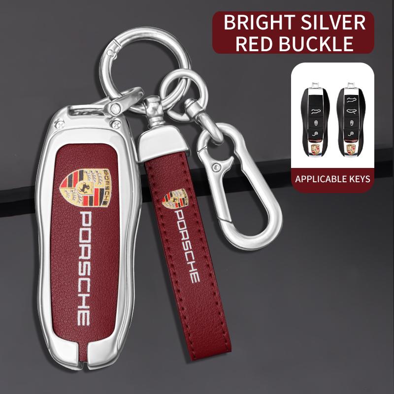AAOM1 3/4 Buttons Zinc Alloy Leather Car Key Case Key Shell For Porsche Cayenne 911 996 Macan Panamera Boxster 986 987 981 Sticker