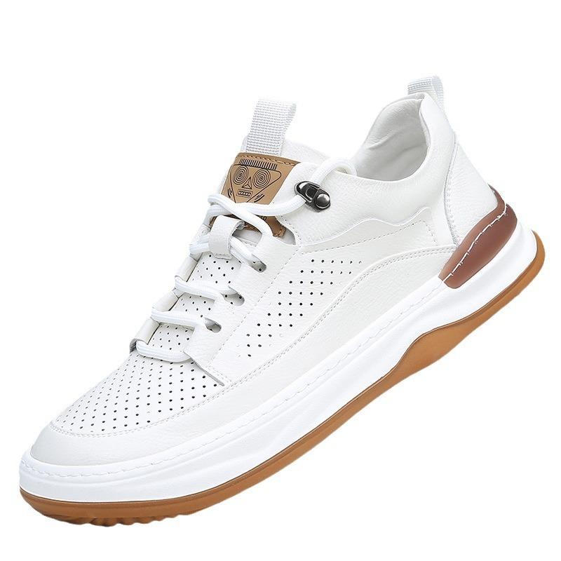 Men's shoes spring new leather breathable sports casual hole shoes trendy versatile men's hollow leather shoes men
