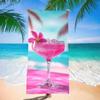 Pink Cocktail Beach Towel Tropical Drink With Flower Garnish Design Summer Vibes Microfiber Towel