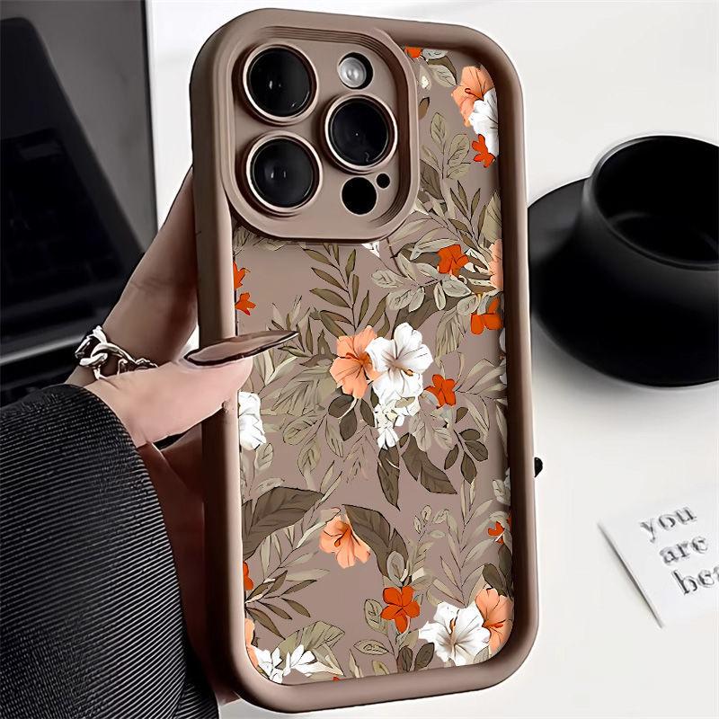 Retro small flower for iPhone17PorMax mobile phone case 14 Apple 13 fine hole 12/15 all-inclusive soft case