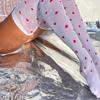 Women Sexy Heart Pattern Over Knee Long Sheer Mesh Stockings Christmas Jk Stockings