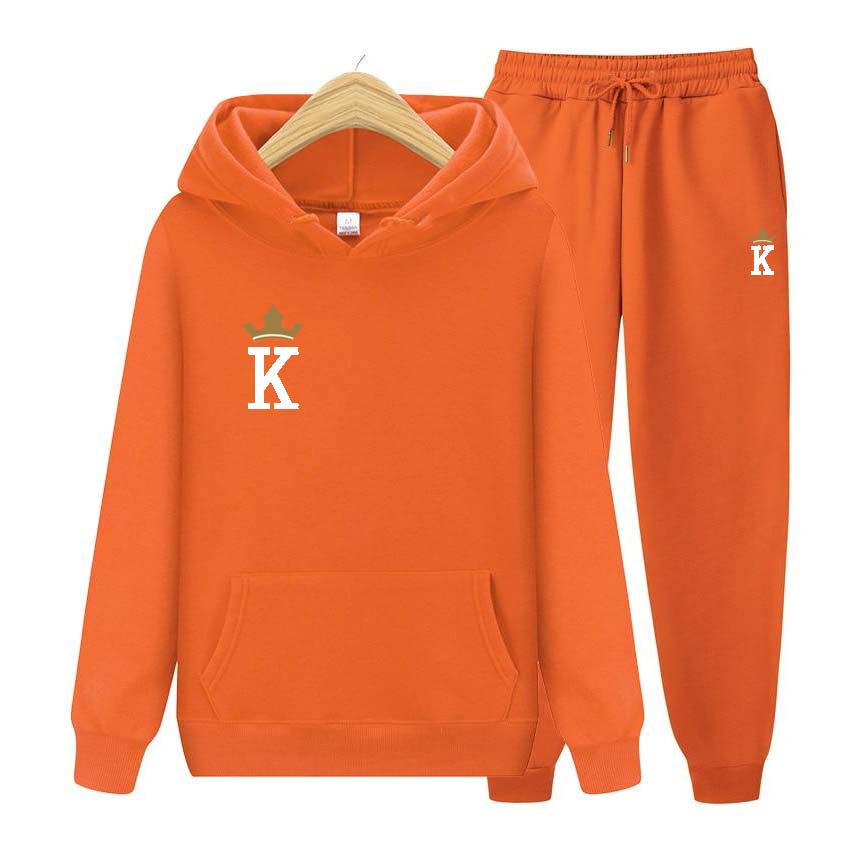 Tracksuit 2 Pieces Set Unisex Hoodies Fleece Sweatshirt+Pants Suit Hoodies Jogger Hoodies Set K Print Long Sleeve Hoodie Jogging