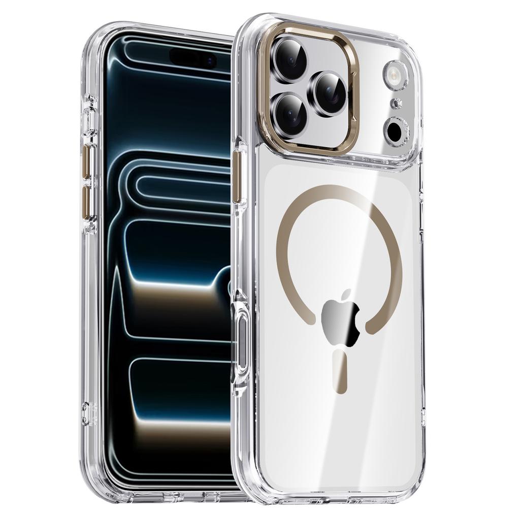 IPAKY For iPhone 17 Pro Max Clear Case Compatible with MagSafe Shockproof TPU+PC Phone Back Cover