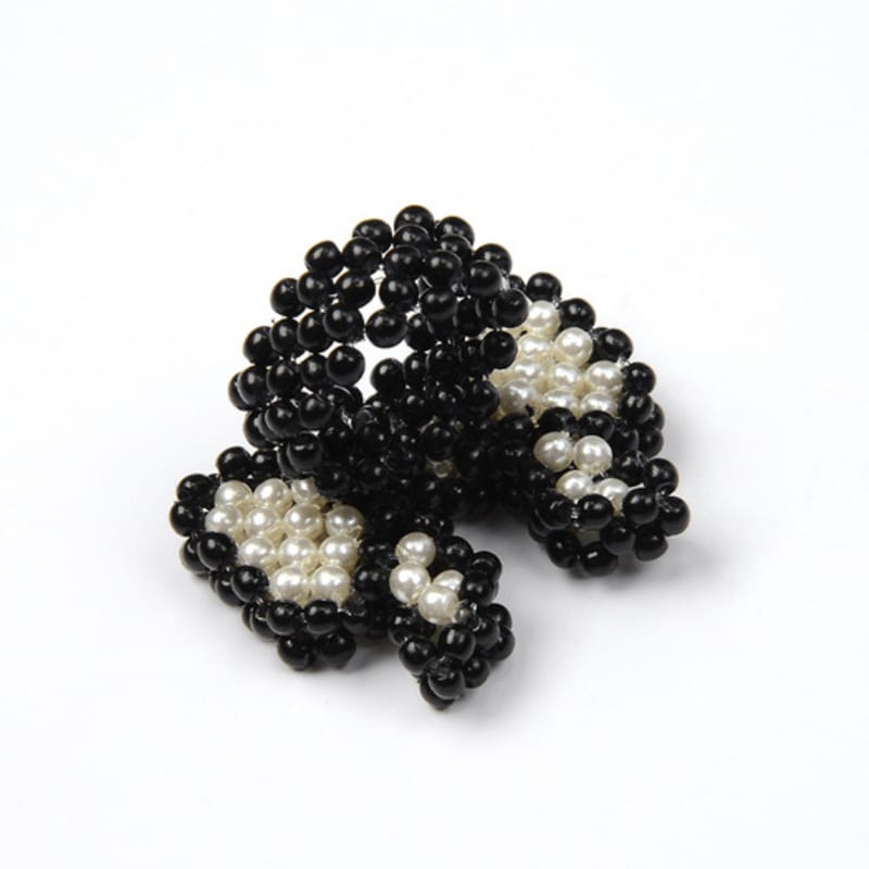 Eireve BEADED PEARL BOW RING (BLACK)