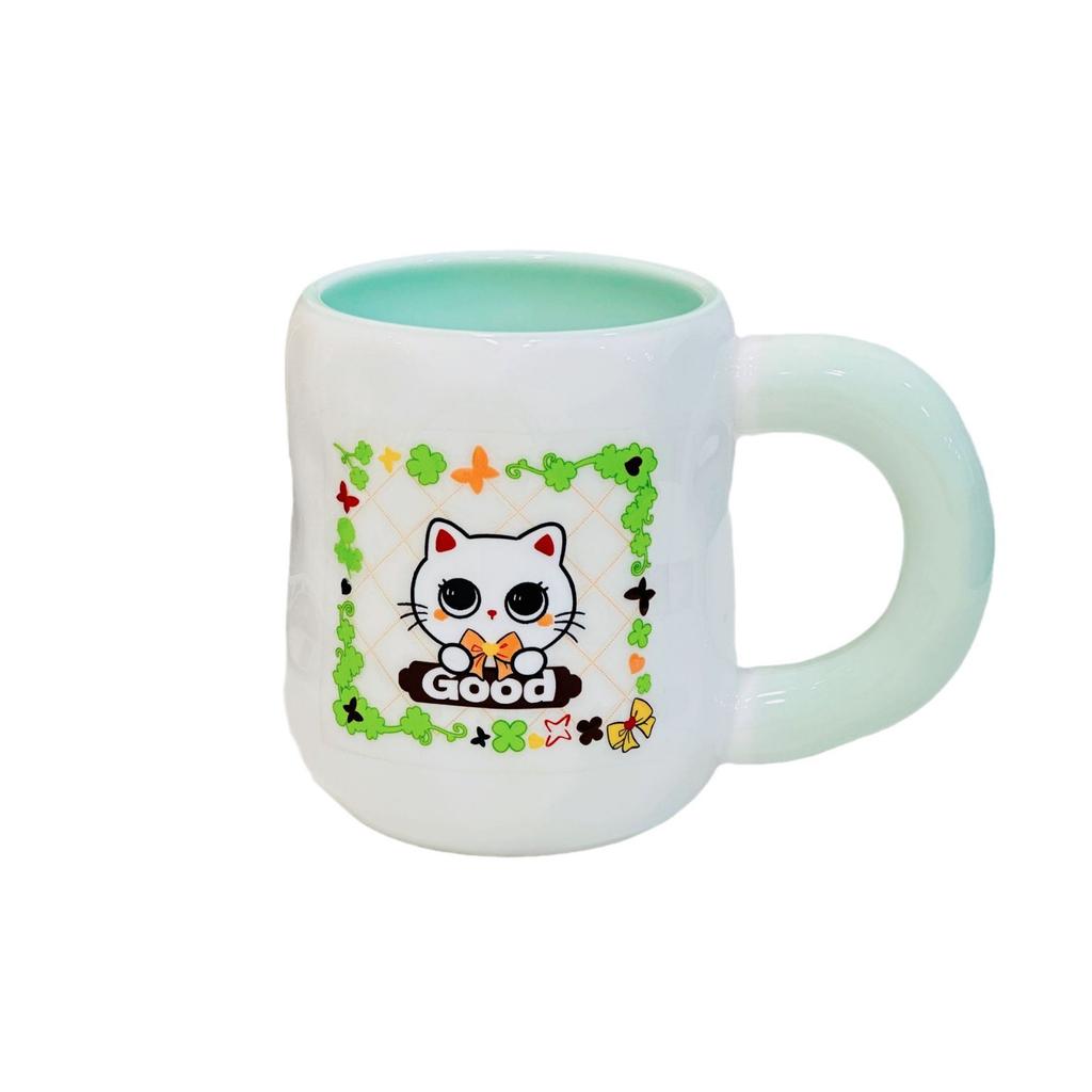 Cute Cat Gift Set Space-saving Gift Box Water Cup Student High Value Cup Set Cartoon Style Mug Souvenir Durable