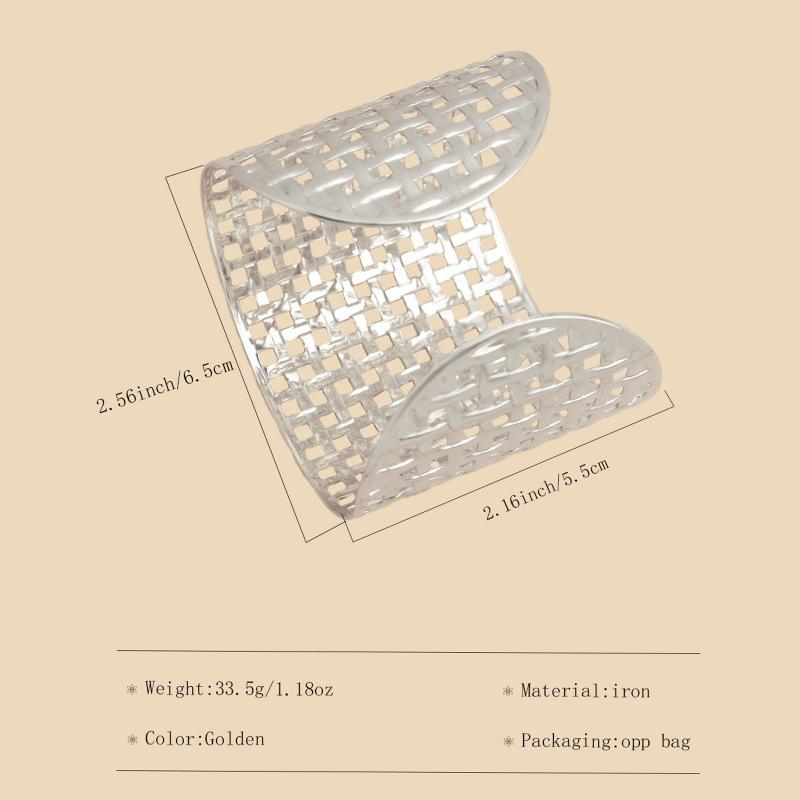 Women's European & American Fashion Metal Hollow-Out Exaggerated Elastic Bracelet Armlet