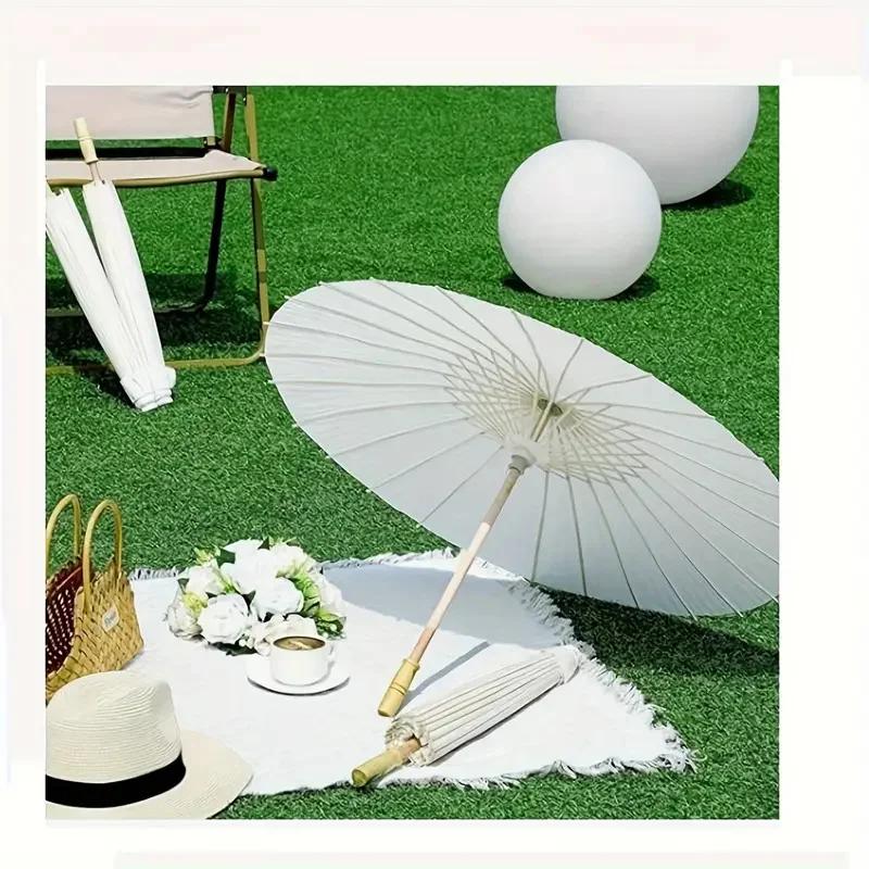 20cm-84cm Parasol Umbrellas Wedding Photo Cosplay Prop Paper Umbrella DIY Hand-painted White Umbrella Summer Whites Party Decor