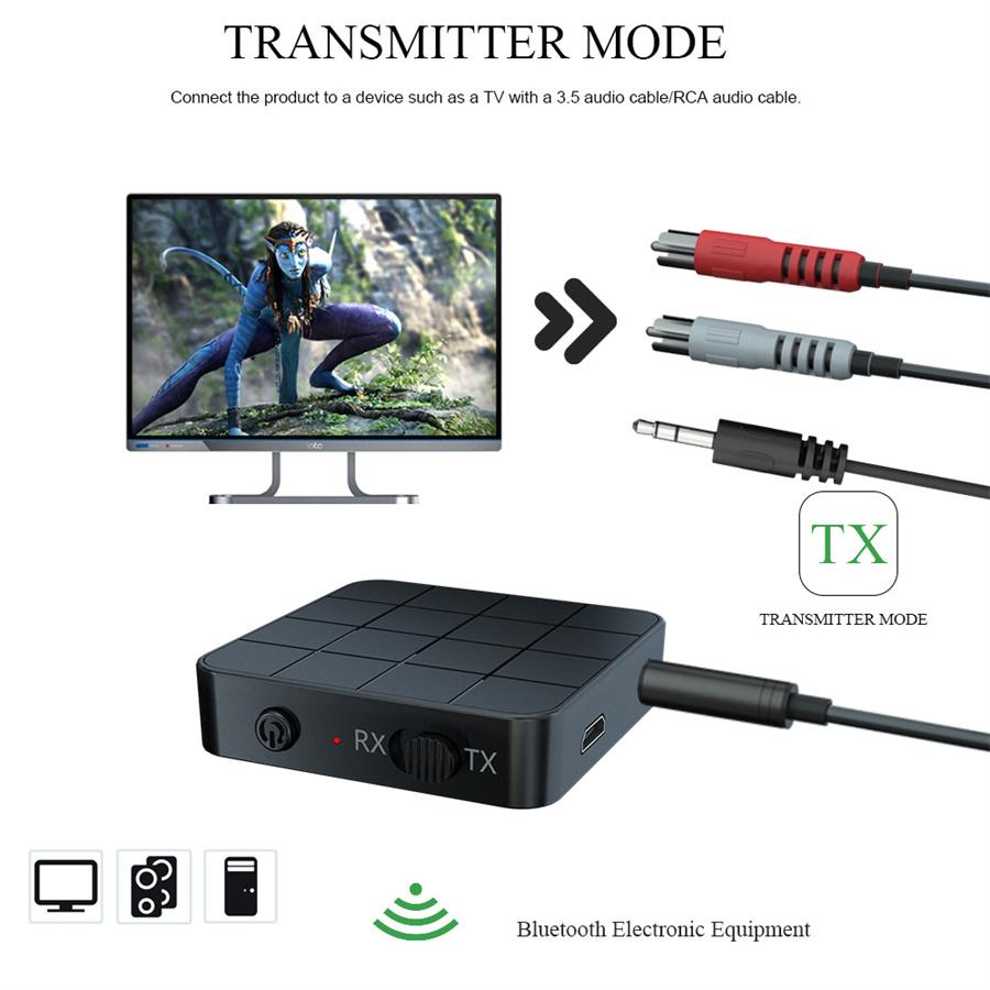 Wireless Bluetooth 5.0 Transmitter & Receiver Audio Adapter 2in1 Music 3.5mm Aux