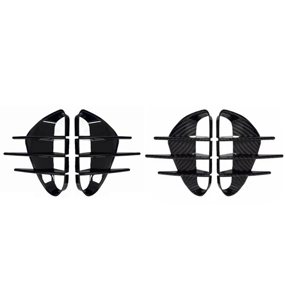 For KIA Stinger 2017-2025 Carbon Fiber Look Gloss Black ABS Bumper Side Vent Spoiler Canard Covers Car Sticker Accessories