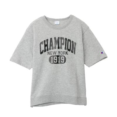 Kids Short Loose Graphic Logo Print Oxford Gray [Champion] Sweatshirt, Sleeve, 100% Cotton, Fit, Sweatshirt, CKSZ001Z,