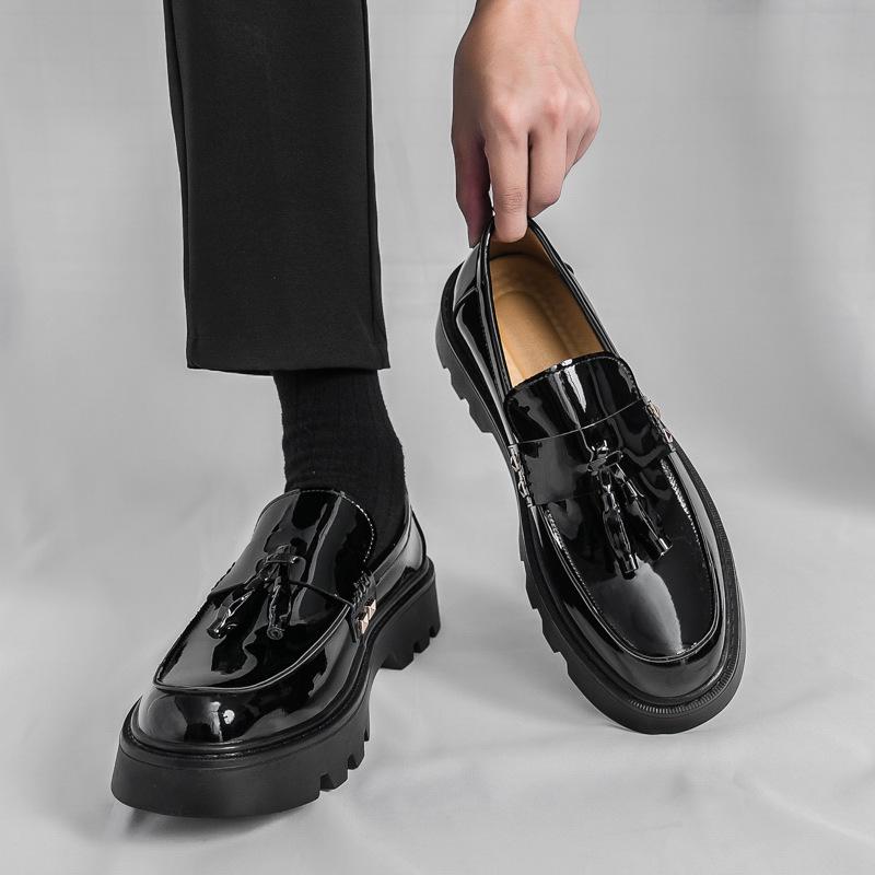 Herren Cross-Border Low-Top Leder-Loafer mit Quasten - Dicksohlig, Lässige Frühjahrs- & Herbstschuhe