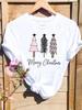 Christmas Cactus with Santa Hats and String Lights White TShirt with Colorful Flower Pot Details Unique Casual Top for Women