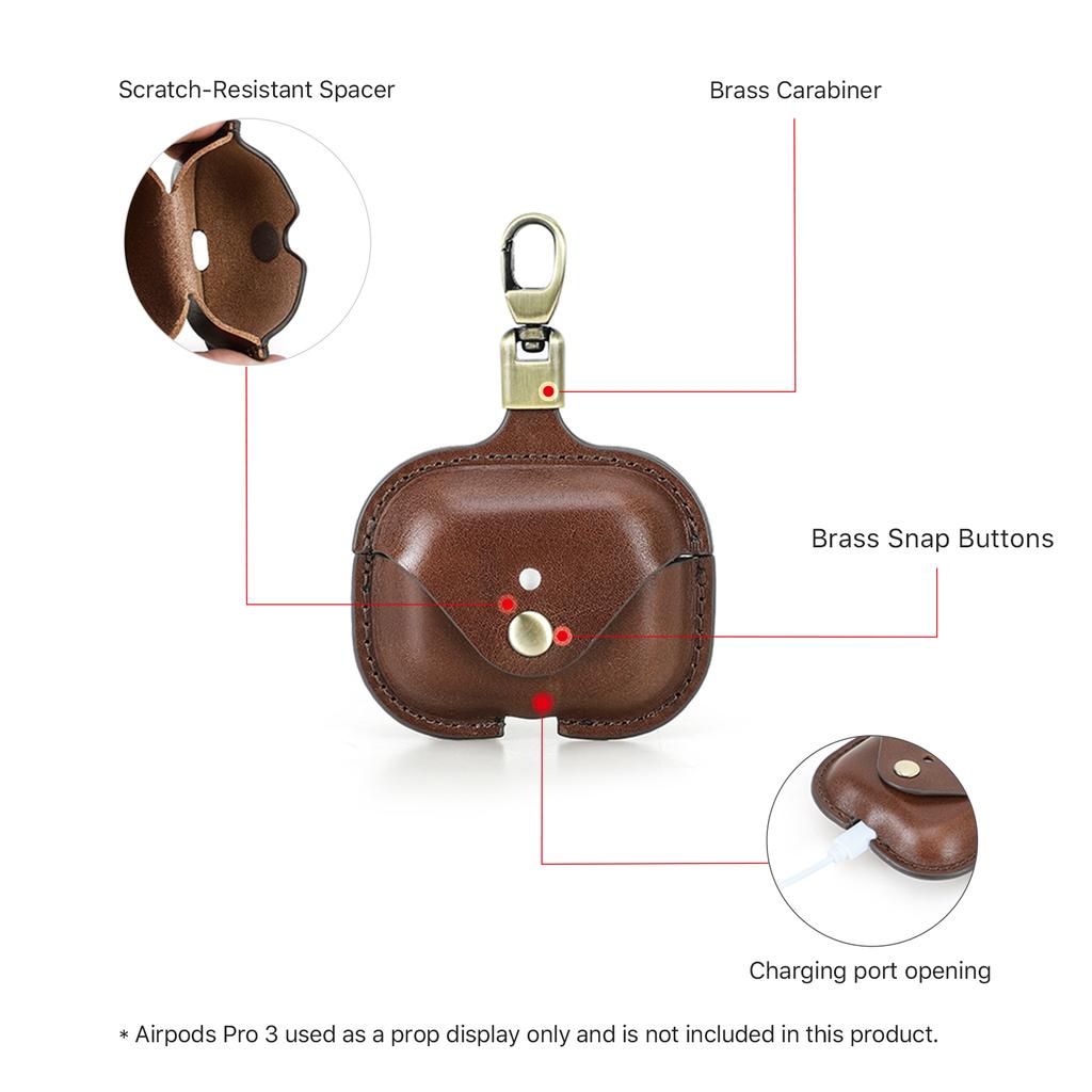Genuine Leather Cover for AirPods Pro 3 Case Airpod Pro 2nd 1st Generation Bluetooth Wireless Headphones Charging Box with Hook