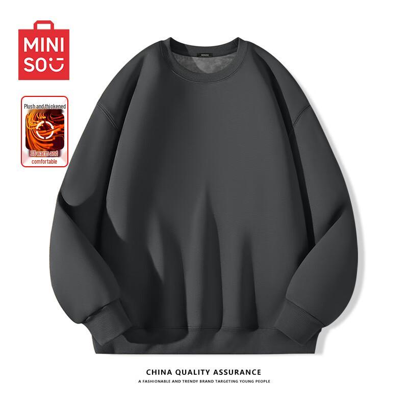 MINISO Men's Solid Color Crewneck Pullover Sweatshirt