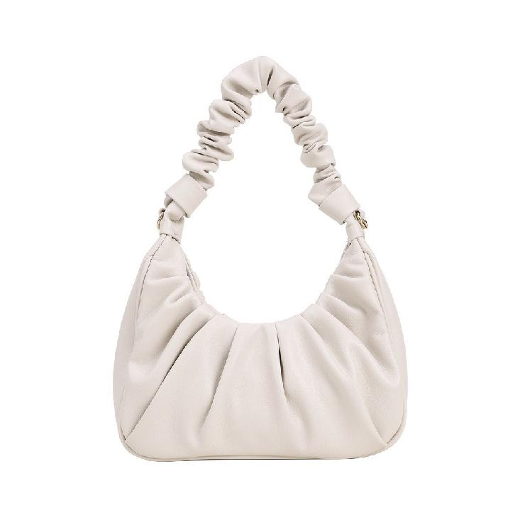 

European and American Niche Design Bags for Women Handbag Cow Horn Pleated Bag Cloud Bag Baguette Bag Underarm Bag Crossbody Shoulder Bag білий