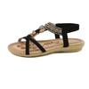 Spring new large-size flat-bottomed flower rhinestone sandals open-toe beach sandals