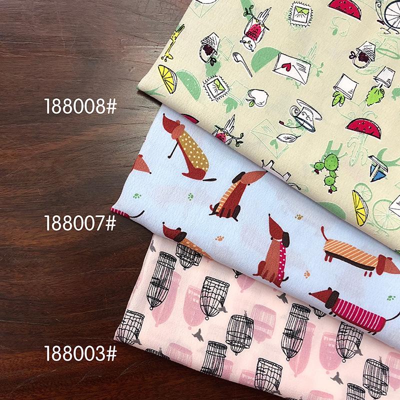 1 meter X 1.45 meter Cartoon print Fabric Viscose Yoryo Crinkled Rayon Dress Shirt Material RetroColorful dots Plain print