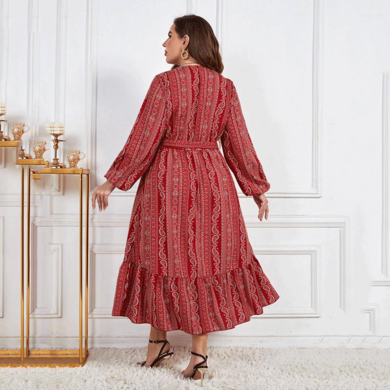 Новое женское платье с v-образным вырезом и длинным рукавом с цветочным принтом и высокой — фото 6