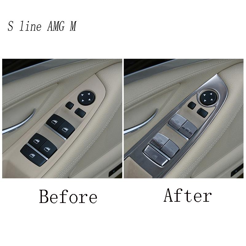 For BMW 5 Series F10 F18 2011-2017 Car Door Armrest Panel Window Glass Lift Button Switch Covers Stickers Interior