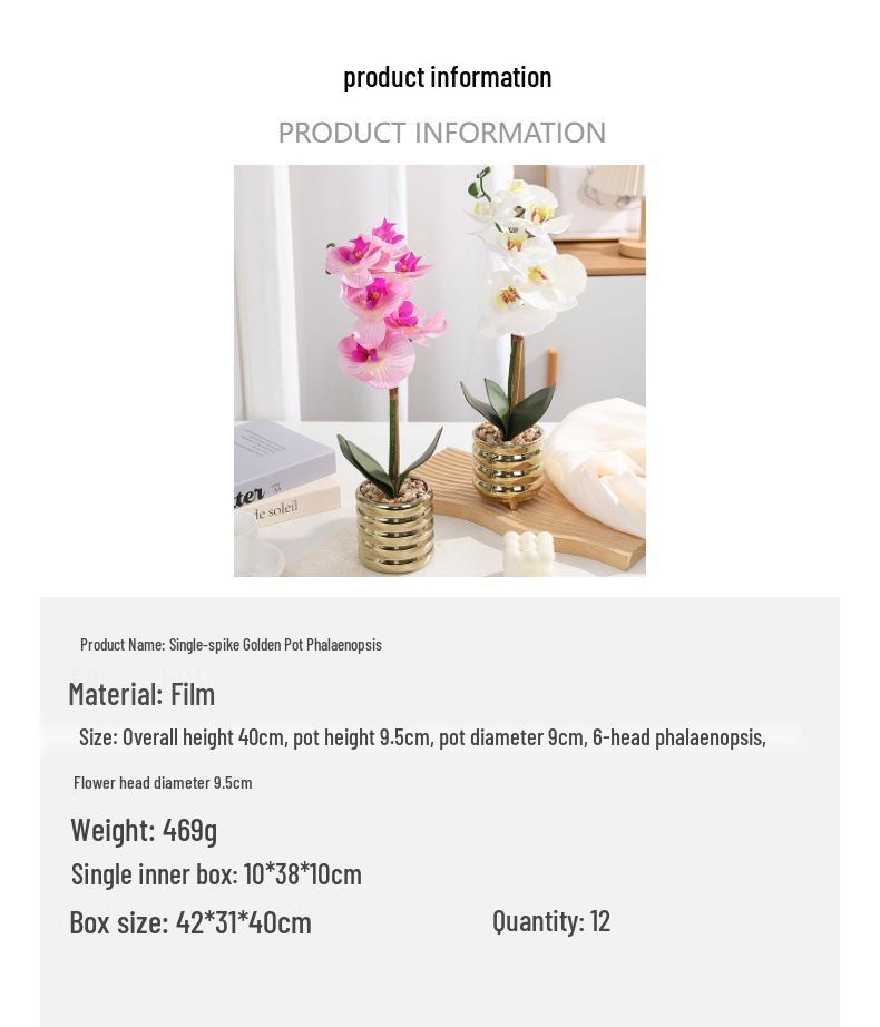 Luxurious Phalaenopsis Potted Artificial Flower - Perfect for Living Room, Restaurant, or Hotel Décor.