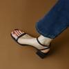 Ji's New French Strap Sandals Mori Thick Heel Square Head Open Toe Middle Heel with Sandals Women